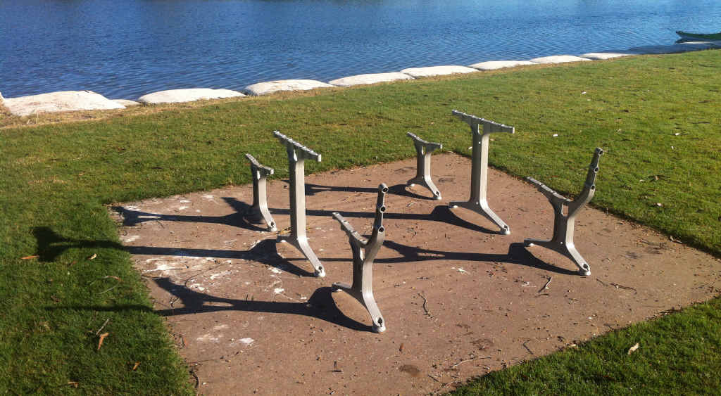MINDLESSNESS RULES: One of the ruined park benches at Maroochydore Lions Park on Fishermans Rd. MINDLESSNESS RULES: One of the ruined park benches at Maroochydore Lions Park on Fishermans Rd.
